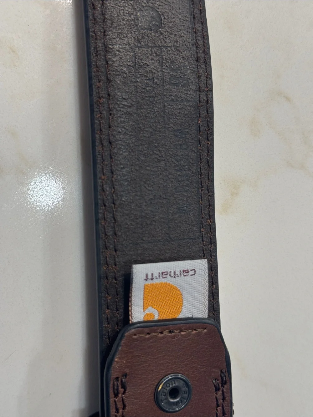 Carhartt Brown Leather Belt with Brass Buckle